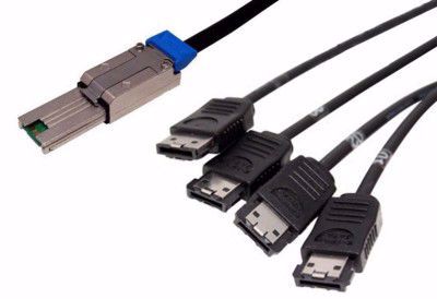 Picture of SFF-8088 (host) to 4 ESATA fanout cable
