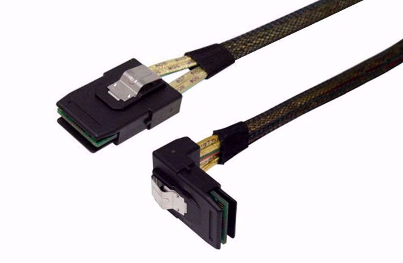 FidgetKute Slim Flat Left Angled 90 Degree Mini SAS 36pin SFF-8087 to 8087 Data Raid Cable 
