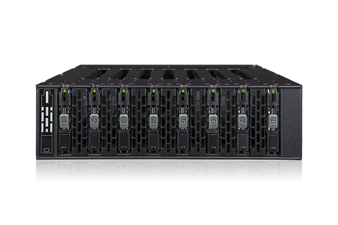 Picture of MB873MP-B by ICY Dock - 8 bay M.2 NVMe SSD PCIe 4.0 Mobile Rack for 5.25" Bay